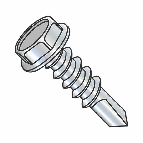 Self-Drilling Screw, #12-14 x 2 in, Zinc Plated Steel Hex Head Hex Drive, Usa Industrials, Mfr#: BULK-SCRW-10583